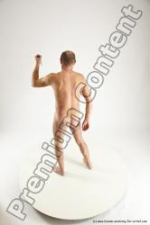 Nude Fighting with knife Man White Slim Short Brown Multi angles poses Realistic